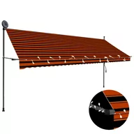Markizy - vidaXL Ręcznie zwijana markiza z LED, 400 cm, pomarańczowo-brązowa vidaXL - miniaturka - grafika 1