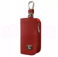 Etui na klucze - SKÓRZANE ETUI na klucze SEAT logo KLUCZYK samochodowy ELEGANCKI czerwony - miniaturka - grafika 1