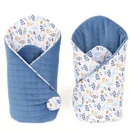 Rożki i beciki - MAMO-TATO Rożek niemowlęcy dwustronny Velvet PIK - Miłorząb niebieski / jeans - miniaturka - grafika 1