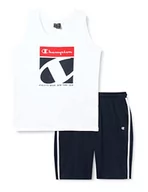 Spodenki damskie - Champion Chłopięcy Legacy Graphic Shop S/L T-shirt i długie szorty komplet, (biały/granatowy), 3-4 lat - miniaturka - grafika 1