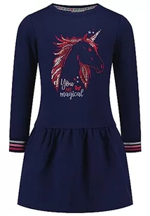 SALT AND PEPPER Dziewczęca sukienka dziewczęca Unicorn Emb Seq sukienka dziecięca, Granatowy (True Navy), 116/122 cm - Sukienki - miniaturka - grafika 1