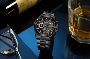 Zegarek Czarny elegancki zegarek męski bransoleta duży solidny Perfect CH02M - Zegarki męskie - miniaturka - grafika 3