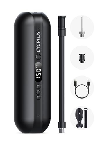 CYCPLUS Pompa powietrza I50PSI elektryczna sprężarka, przenośna pompka do opon z cyfrowym wyświetlaczem LED, światło LED, akumulator litowo-jonowy 12 V, do wszystkich rowerów, motocykli i samochodów