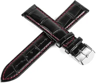 Akcesoria do smartwatchy - Skórzany pasek do zegarka Connect C6 20 mm czarny czerwony . - miniaturka - grafika 1