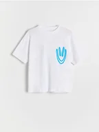 Koszulki dla chłopców - Reserved - Bawełniany t-shirt z nadrukiem - biały - miniaturka - grafika 1