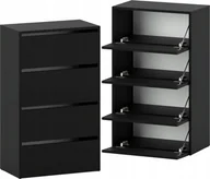 Szafki na buty - STIV Möbel Szafka na buty Stojak na buty z 4 uchylnymi klapami na ok. 12 par butów 60 x 100 x 36 cm Komoda na buty czarna matowa - miniaturka - grafika 1