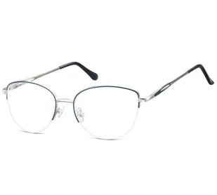 Damskie okulary żyłkowe zerówki oprawki korekcyjne kocie oczy Flex 898D granatowo-srebrne - Okulary korekcyjne, oprawki, szkła - miniaturka - grafika 1