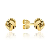 Kolczyki - Kolczyki złote 585 damskie plecione nowoczesne na sztyft wkrętki - miniaturka - grafika 1