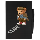 Notesy i bloczki - NOTATNIK CZARNY A5 + DŁUGOPIS ELEGANCKI MIŚ Wzory - miniaturka - grafika 1