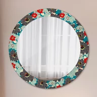 Lustra - Lustro dekoracyjne okrągłe Retro kwiaty wzór - miniaturka - grafika 1