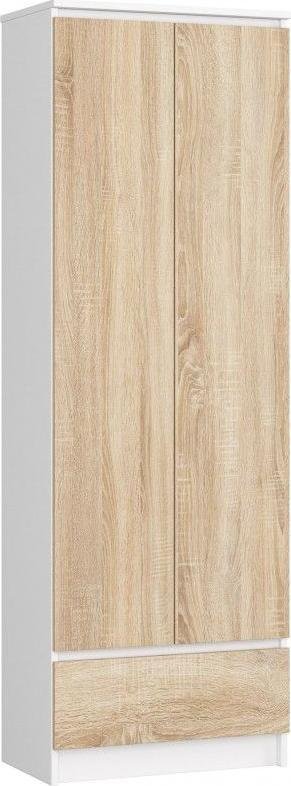 Fabryka Mebli Akord REGAŁ BIUROWY SZAFA R 60 cm CLP 1 SZUFLADA 2 DRZWI BIAŁY / SONOMA