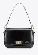 Torebki damskie - Damska listonoszka ze skóry naturalnej z klapą na klamrę czarna - miniaturka - grafika 1