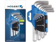 Klucze i nasadki - GTV Hogert Klucze sześciokątne imbusowe HEX 1,5-10mm CrV 9 sztuk, HT1W802 HT1W802 - miniaturka - grafika 1