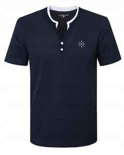 T-SHIRT Męski Koszulka w Serek GRANATOWA Bawełniana HULK Pako Jeans - Koszulki męskie - miniaturka - grafika 1