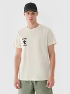 Koszulki sportowe męskie - Męski t-shirt z nadrukiem 4F 4FRAW24TTSHM2603 - beżowy - miniaturka - grafika 1