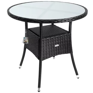 Stolik Czarny Technorattan Ø80cm - Stoły ogrodowe - miniaturka - grafika 1