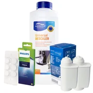 Akcesoria i części do ekspresów do kawy - Zestaw Philips - Filtr Philips Intenza+ CA6702 2szt, Uniwersalny Odkamieniacz 500ml, Philips CA6704/10 Tabletki Czyszczące - miniaturka - grafika 1