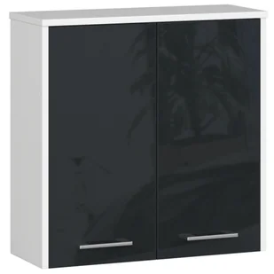 Szafka łazienkowa wisząca: dwoje drzwiczek, dwie półki, kolor: biały grafit błyszczący, wymiary mebla: szer: 60 cm, wys: 60 cm, gł: 22,5 cm. - Szafki łazienkowe - miniaturka - grafika 1