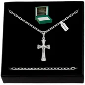 Łańcuszki - Srebrny Męski Łańcuszek Ankier + Zawieszka Krzyżyk 925 Prezent Dla Zięcia - miniaturka - grafika 1