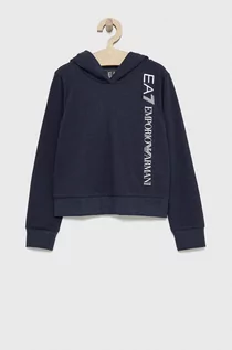 Bluzy damskie - Emporio Armani EA7 EA7 Bluza dziecięca kolor granatowy z kapturem z nadrukiem - grafika 1