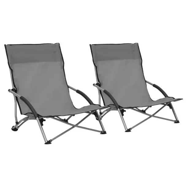 Składane Leżaki Plażowe Oxford, Stal, Szare 55,5x65,5x66 cm