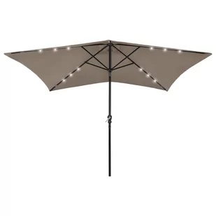 vidaXL Parasol z lampkami LED, na stalowym słupku, kolor taupe, 2x3 m 313789 - Parasole ogrodowe - miniaturka - grafika 1