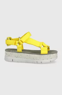 Sandały damskie - Camper sandały Oruga Up damskie kolor żółty na platformie - grafika 1