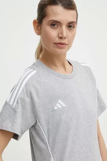 Koszulki sportowe damskie - adidas Performance t-shirt bawełniany TIRO damski kolor szary IR9355 - grafika 1