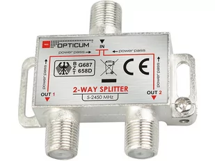 Opticum Rozgałęźnik antenowy rozdzielacz telewizyjny 1x2 2-WAY HQ - Rozgałęźniki i multiswitche do TV-SAT - miniaturka - grafika 1
