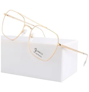 Złote Pilotki okulary zerówki z filtrem Blue Light do komputera 25104F - Okulary korekcyjne, oprawki, szkła - miniaturka - grafika 1