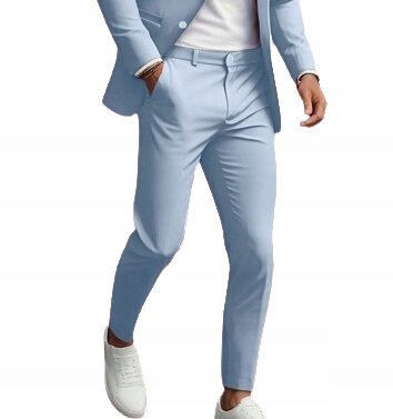 SHEIN MĘSKIE ELEGANCKIE SPODNIE PROSTE NIEBIESKIE XL 1NMA
