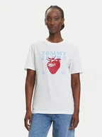 Koszulki i topy damskie - Tommy Jeans T-Shirt Strawberry DW0DW20894 Biały Relaxed Fit - miniaturka - grafika 1