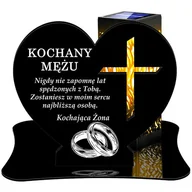 Lampiony i znicze - ZNICZ SOLARNY LED WIECZNY PODSTAWKA NA CMENTARZ GRÓB lampka Serce 3D DLA MĘŻA - miniaturka - grafika 1