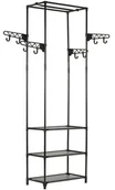 Wieszaki do szafy - Czarny wieszak do garderoby na ubrania z półkami K3-Z22 - miniaturka - grafika 1