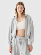 Bluzy damskie - 4F Bluza dresowa rozpinana z kapturem damska - szara XL - miniaturka - grafika 1