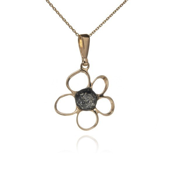 ankabizuteria.pl Zawieszka srebrna pozłacana KWIATEK z bursztynem