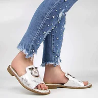 Klapki i japonki damskie - S.Barski KV27-032 buty damskie klapki eleganckie skórzane - miniaturka - grafika 1