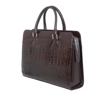 Torebki damskie - Torba damska biznesowa naturalna skóra krokodyl brąz - miniaturka - grafika 1