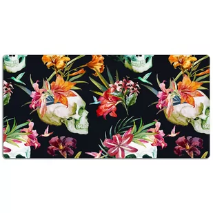 Mata ochronna na biurko Czaszki i kwiaty 120x60 cm, Dywanomat - Podkładki na biurko - miniaturka - grafika 1