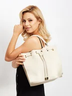 Torebki damskie - Kwadratowy shopper bag ściągany troczkiem, skóra naturalna — Rovicky - miniaturka - grafika 1