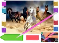 Zabawki kreatywne - Haft diamentowy OBRAZ duży 30x30 KONIE NA PUSTYNI zabawki kreatywne plastyczne - miniaturka - grafika 1