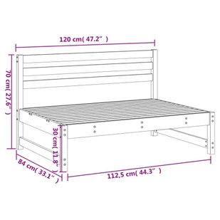 Sofa środkowa do ogrodu, czarna, 120x80 cm, lite drewno sosnowe Lumarko! - Sofy ogrodowe - miniaturka - grafika 8