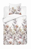 Pościel - Pościel biała z tropikalnymi kwiatami w ziemistych tonach – 140x200 – kolekcja Naturalis - miniaturka - grafika 1
