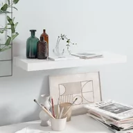 Półki do salonu - vidaXL vidaXL Półka ścienna, wysoki połysk, biała, 60x23,5x3,8 cm, MDF - miniaturka - grafika 1