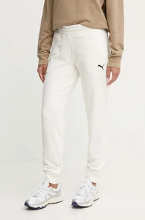 Puma spodnie dresowe bawełniane kolor beżowy gładkie 676805 - Spodnie damskie - miniaturka - grafika 1
