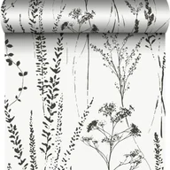 Tapety - Tapeta Herbal Meadow Natura biało-czarna winylowa na flizelinie - miniaturka - grafika 1