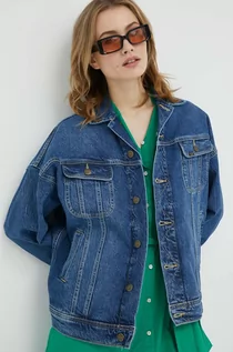 Kurtki damskie - Lee kurtka jeansowa damska kolor granatowy przejściowa oversize - grafika 1