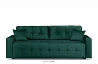Sofy i kanapy - Sofa 3 osobowa rozkładana glamour pikowana ciemnozielona BASIM Konsimo - miniaturka - grafika 1