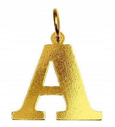 Duża złota zawieszka literka litera A srebro 925 pokryte 24K złotem