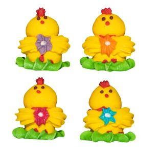 FIGURKI CUKROWE KURCZAKI WIELKANOCNE ZESTAW 4 SZTUK - Dodatki do ciast w proszku - miniaturka - grafika 1